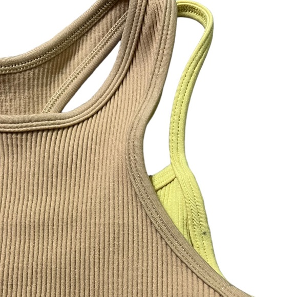 (P-1)Free People Movement Womens Free Throw Double Layer Tank Latte/LemonVerb… - Picture 7 of 7